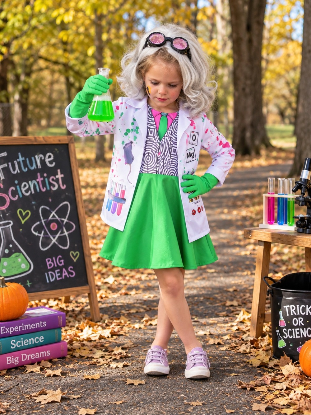Kids Mad Scientist Halloween Costume 🧪🔬💚